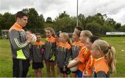 27 July 2017; Mayo's Lee Keegan with kids from the camp during the Lee Keegan's Kellogg’s GAA Cul Camps Surprise Visit at Leitrim Town Centre in Leitrim. Photo by Matt Browne/Sportsfile