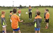 27 July 2017; Lee with kids from the camp during the Lee Keegan's Kellogg’s GAA Cul Camps Surprise Visit at Leitrim Town Centre in Leitrim. Photo by Matt Browne/Sportsfile