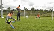 27 July 2017; Lee with kids from the camp during the Lee Keegan's Kellogg’s GAA Cul Camps Surprise Visit at Leitrim Town Centre in Leitrim. Photo by Matt Browne/Sportsfile