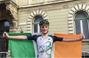 27 July 2017; Team Ireland cyclist Cathir Doyle, from Magherafelt, Co. Derry, after competing in the men's cycling road race during the European Youth Olympic Festival 2017 at Olympic Park in Gyor, Hungary. Photo by Eóin Noonan/Sportsfile