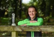 27 July 2017; Pictured is Lucy McCartan from Peamount United with the Continental Tyres Women's National League Player of the Month Award for June at the FAI HQ in Abbotstown, Dublin. Photo by Cody Glenn/Sportsfile