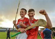 27 July 2017; Colin O'Brien of Cork, celebrates with his cousin Micheal Francis Collins, age 9, following the GAA Hurling All-Ireland U17 Championship Semi-Final match between Cork and Galway at Semple Stadium in Thurles, Tipperary. Photo by Sam Barnes/Sportsfile