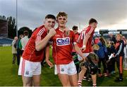 27 July 2017; Blake Murphy of Cork, left, and team mate Liam Ryan celebrate following the GAA Hurling All-Ireland U17 Championship Semi-Final match between Cork and Galway at Semple Stadium in Thurles, Tipperary. Photo by Sam Barnes/Sportsfile