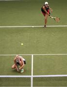 28 July 2017; Quinn Gleason of USA, top, and Emily Appleton of Great Britain during the ladies doubles final between Giorgia Marchetti of Italy & Rosalie van der Hoek of the Netherlands and Emily Appleton of Great Britain & Quinn Gleason of USA during the AIG Irish Open Tennis Championships at Fitzwilliam Lawn Tennis Club in Dublin. Photo by Stephen McCarthy/Sportsfile