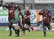 28 July 2017; Ishmahil Akinade, left, of Bohemians celebrates after scoring his side's first goal during the SSE Airtricity League Premier Division match between Shamrock Rovers and Bohemians at Tallaght Stadium, Tallaght, in Co. Dublin. Photo by David Maher/Sportsfile