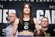 28 July 2017; Katie Taylor during the official weigh-in ahead of her lightweight bout against Jasmine Clarkson at the Brooklyn Marriott in New York, USA. Photo by Amanda Westcott/ SHOWTIME/ Sportsfile