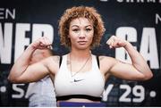 28 July 2017; Jasmine Clarkson during the official weigh-in ahead of her lightweight bout against Katie Taylor at the Brooklyn Marriott in New York, USA. Photo by Amanda Westcott/ SHOWTIME/ Sportsfile