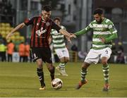 28 July 2017; Dinny Corcoran of Bohemians in action against David Webster of Shamrock Rovers during the SSE Airtricity League Premier Division match between Shamrock Rovers and Bohemians at Tallaght Stadium, Tallaght, in Co. Dublin. Photo by David Maher/Sportsfile