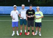 28 July 2017; Players, from left, Sam Bothwell of Ireland, Edward Bourchier of Australia, Harry Bourchier of Australia and Daniel Nolan of Australia following the mens doubles final between Harry Bourchier & Daniel Nolan of Australia and Sam Bothwell of Ireland & Edward Bourchier of Australia during the AIG Irish Open Tennis Championships at Fitzwilliam Lawn Tennis Club in Dublin. Photo by Stephen McCarthy/Sportsfile