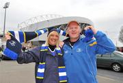 31 March 2012; Leinster supporters Nicola Kelly and Frank Kelly, from Athboy, Co. Meath, before the game. Celtic League, Munster v Leinster, Thomond Park, Limerick. Picture credit: Diarmuid Greene / SPORTSFILE