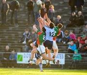 31 March 2012; Aidan O'Shea, left, and Shane McHale, Mayo, in action against Bryan Cullen, 12, and Ross McConnell, Dublin. Allianz Football League, Division 1, Round 2, Refixture, Mayo v Dublin, McHale Park, Castlebar, Co. Mayo. Picture credit: David Maher / SPORTSFILE