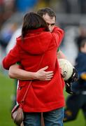 31 March 2012; Dessie Dolan, Garrycastle, is consoled by his wife Kelly McAteer after the game. AIB GAA Football All-Ireland Senior Club Championship Final, Replay, Crossmaglen Rangers v Garrycastle, Kingspan Breffni Park, Cavan. Picture credit: Brendan Moran / SPORTSFILE