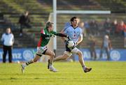 31 March 2012; Michael Darragh Macauley, Dublin, in action against Conor Mortimer, Mayo. Allianz Football League, Division 1, Round 2, Refixture, Mayo v Dublin, McHale Park, Castlebar, Co. Mayo. Picture credit: David Maher / SPORTSFILE