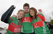 31 March 2012; Meadhbh Flynn, left, Patrick Munnelly, and Aoife Dolan, from Garrycastle, on their way to the game. AIB GAA Football All-Ireland Senior Club Championship Final, Replay, Crossmaglen Rangers v Garrycastle, Kingspan Breffni Park, Cavan. Photo by Sportsfile