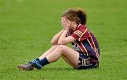 31 March 2012; Emma McAleer, Loreto Convent, shows her disappointment after the game. Tesco All-Ireland Post Primary Schools Junior A Final, Colaiste Dun Iascaigh, Cahir, Co. Tipperary v Loreto Convent, Omagh, Co. Tyrone, Moate GAA Club, Hogan Park, Moate, Co. Westmeath. Picture credit: Ray McManus / SPORTSFILE