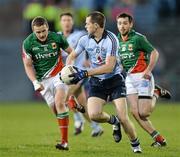 31 March 2012; Dean Rock, Dublin, in action against Andy Moran, Mayo. Allianz Football League, Division 1, Round 2, Refixture, Mayo v Dublin, McHale Park, Castlebar, Co. Mayo. Picture credit: David Maher / SPORTSFILE