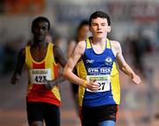 31 March 2012; Oisin O'Callaghan, Newry City A.C., Co. Down, on his way to winning the Boys Under 15's 800m Final during the Woodie’s DIY AAI Juvenile Indoor Championships of Ireland. Nenagh Indoor Arena, Nenagh, Co. Tipperary. Picture credit: Matt Browne / SPORTSFILE