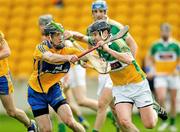 1 April 2012; David Franks, Offaly, in action against Stephen O'Halloran, Clare. Allianz Hurling League Division 1B, Round 5, Offaly v Clare, O'Connor Park, Tullamore, Co. Offaly. Photo by Sportsfile