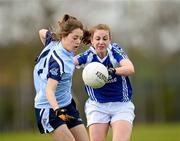 1 April 2012; Siobhan Woods, Dublin, in action against Laura Hyland, Laois. Bord Gais Energy Ladies National Football League Division 1, Round 7, Dublin v Laois, Naomh Mearnog, Portmarnock, Dublin. Picture credit: Ray McManus / SPORTSFILE