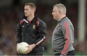 22 July 2017; Mayo manager Stephen Rochford with selector Tony McEntee, left, before the GAA Football All-Ireland Senior Championship Round 4A match between Cork and Mayo at Gaelic Grounds in Co. Limerick. Photo by Piaras Ó Mídheach/Sportsfile