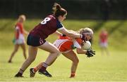 29 July 2017; Lauren McConville of Armagh in action against Laura Brennan of Westmeath during the TG4 All Ireland Senior Championship Qualifier match between Armagh and Westmeath at Lannleire GFC, Dunleer in Louth. Photo by Sam Barnes/Sportsfile