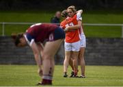 29 July 2017; Caroline O'Hanlon and Lauren McConville celebrate following the TG4 All Ireland Senior Championship Qualifier match between Armagh and Westmeath at Lannleire GFC, Dunleer in Louth. Photo by Sam Barnes/Sportsfile
