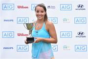 29 July 2017; Jodie Burrage of England with the AIG Ladies Irish Open Tennis Championships trophy after her singles final match against Sinead Lohan of Ireland at the AIG Irish Open Tennis Championships at Fitzwilliam Lawn Tennis Club, in Winton Road, Ranelagh, Dublin. Photo by Matt Browne/Sportsfile