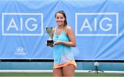 29 July 2017; Jodie Burrage of England with the AIG Ladies Irish Open Tennis Championships trophy after her singles final match against Sinead Lohan of Ireland at the AIG Irish Open Tennis Championships at Fitzwilliam Lawn Tennis Club, in Winton Road, Ranelagh, Dublin. Photo by Matt Browne/Sportsfile