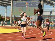 29 July 2017; Team Ireland's Niamh Foley, left, from Newcastle West, Co. Limerick, celebrates with teammate Patience Jumbo Gula, from Dundalk, Co. Louth, after claiming third place in the 4x100m relay during the European Youth Olympic Festival 2017 at Olympic Park in Gyor, Hungary. Photo by Eóin Noonan/Sportsfile