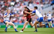 29 July 2017; Connaire Harrison of Down in action against Drew Wylie, right, and Colin Walshe of Monaghan during the GAA Football All-Ireland Senior Championship Round 4B match between Down and Monaghan at Croke Park in Dublin. Photo by Stephen McCarthy/Sportsfile