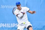 29 July 2017; Peter Kobelt of USA in action against Adrien Bossel of Switzerland during their Men's singles finals match at the AIG Irish Open Tennis Championships at Fitzwilliam Lawn Tennis Club, in Winton Road, Ranelagh, Dublin. Photo by Matt Browne/Sportsfile