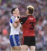 29 July 2017; Conor McManus of Monaghan and Gerard McGovern of Down during the GAA Football All-Ireland Senior Championship Round 4B match between Down and Monaghan at Croke Park in Dublin. Photo by Stephen McCarthy/Sportsfile