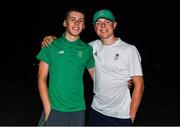 29 July 2017; Team Ireland's Shay Donley, from Ballymoney, Co. Antrim, and Team GB's Alfie George, from Dundee, Scotland, before the European Youth Olympic Festival 2017 Closing Ceremony, in Gyor, Hungary. Photo by Eóin Noonan/Sportsfile