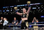 29 July 2017; Katie Taylor celebrates her victory over Jasmine Clarkson in their lightweight bout at the Barclays Center in Brooklyn, New York, USA. Photo by Tom Casino/ SHOWTIME/ Sportsfile