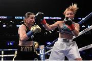 29 July 2017; Katie Taylor, left, in action against Jasmine Clarkson during their lightweight bout at the Barclays Center in Brooklyn, New York, USA. Photo by Ed Diller/DiBella Entertainment/ Sportsfile