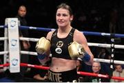 29 July 2017; Katie Taylor celebrates her victory over Jasmine Clarkson in their lightweight bout at the Barclays Center in Brooklyn, New York, USA. Photo by Ed Diller/DiBella Entertainment/ Sportsfile
