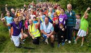 30 July 2017; parkrun Ireland in partnership with Vhi, expanded their range of junior events to nine with the introduction of the Vicarstown junior parkrun on Sunday morning. Junior parkruns are 2km long and cater for 4 to 14 year olds, free of charge providing a fun and safe environment for children to enjoy exercise. To register for a parkrun near you visit www.parkrun.ie. New registrants should select their chosen event as their home location. You will then receive a personal barcode which acts as your free entry to any parkrun event worldwide. Pictured are runners with joint run directors Kathleen Sheridan and James McGovern, centre, Vhi representatives Declan Power, left, and Eileen Cushen, right, with her husband Jerry and their children, Anna, 5, and Daniel, 4. Photo by Sam Barnes/Sportsfile