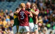 30 July 2017; Galway's Declan Kyne, 3, and David Walsh, tangles with Kerry's Kieran Donaghy and Paul Geaney, left, during the GAA Football All-Ireland Senior Championship Quarter-Final match between Kerry and Galway at Croke Park in Dublin. Photo by Piaras Ó Mídheach/Sportsfile