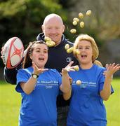 3 April 2012; Former Leinster and Ireland hooker Bernard Jackman lines out with Dundalk Institute of Technology students Jane O’ Brien, left, and Emer Mulligan to support St Michael’s House fundraising event that will be taking place before Leinster’s home Heineken Cup Quarter-Final against the Cardiff Blues in the Aviva Stadium on Saturday. Dundalk Institute of Technology will be selling Butlers chocolate truffle eggs. The eggs will be €2 and all proceeds will go to the St Michael’s House. DCU Sportsgrounds, Dublin. Picture credit: Brendan Moran / SPORTSFILE