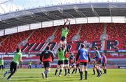 4 April 2012; Munster's Paul O'Connell wins possession in a line-out during squad training ahead of their Heineken Cup Quarter-Final game against Ulster on Sunday. Munster Rugby Squad Training, Thomond Park, Limerick. Picture credit: Diarmuid Greene / SPORTSFILE