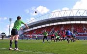 4 April 2012; Munster's Mike Sherry throws into the lineout during squad training ahead of their Heineken Cup Quarter-Final game against Ulster on Sunday. Munster Rugby Squad Training, Thomond Park, Limerick. Picture credit: Diarmuid Greene / SPORTSFILE