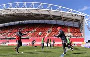 4 April 2012; Munster's Ian Keatley, left, and Tomas O'Leary in action during squad training ahead of their Heineken Cup Quarter-Final game against Ulster on Sunday. Munster Rugby Squad Training, Thomond Park, Limerick. Picture credit: Diarmuid Greene / SPORTSFILE