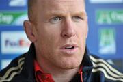 4 April 2012; Munster's Paul O'Connell speaking during a press conference ahead of their Heineken Cup Quarter-Final game against Ulster on Sunday. Munster Rugby Press Conference, Thomond Park, Limerick. Picture credit: Diarmuid Greene / SPORTSFILE