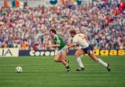 12 June 1988; Tony Galvin of Republic of Ireland in action against Gary Stevens of England during the UEFA European Football Championship Finals Group B match between England and Republic of Ireland at Neckarstadion in Stuttgart, Germany. Photo by Ray McManus/Sportsfile