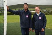 31 July 2017; AIB, proud sponsors of the AIB Club All-Ireland Championships and All-Ireland Senior Football Championship, are immersing Jeff Stelling and Chris Kamara in GAA, bringing them on a journey around Ireland to learn from the grassroots up. AIB will document their travels exclusively on their social media channels; Facebook, Twitter, YouTube and Instagram. Pictured are Chris Kamara, left, and Jeff Stelling, right, at Dingle GAA club, Dingle, Co. Kerry. Photo by Seb Daly/Sportsfile