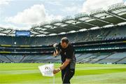29 July 2017; Groundsman Enda Colfer puts the pitch flags in place before the GAA Football All-Ireland Senior Championship Round 4B match between Down and Monagahan at Croke Park in Dublin. Photo by Piaras Ó Mídheach/Sportsfile