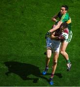30 July 2017; Fionatán Ó Curraoin of Galway in action against Anthony Maher of Kerry during the GAA Football All-Ireland Senior Championship Quarter-Final match between Kerry and Galway at Croke Park in Dublin. Photo by Stephen McCarthy/Sportsfile