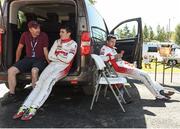 30 July 2017; Craig Breen of Ireland and Scott Martin of Great Britain Citroen Total Abu Dhabi WRT Citroen C3 WRC during service in Lempaa in the Neste Rally Finland in Lempaa, Finland. Photo by Philip Fitzpatrick/Sportsfile