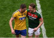 30 July 2017; Fintan Cregg of Roscommon and Andy Moran of Mayo following the GAA Football All-Ireland Senior Championship Quarter-Final match between Mayo and Roscommon at Croke Park in Dublin. Photo by Stephen McCarthy/Sportsfile