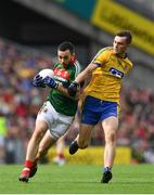 30 July 2017; Kevin McLoughlin of Mayo is tackled by Brian Stack of Roscommon during the GAA Football All-Ireland Senior Championship Quarter-Final match between Mayo and Roscommon at Croke Park in Dublin. Photo by Ramsey Cardy/Sportsfile